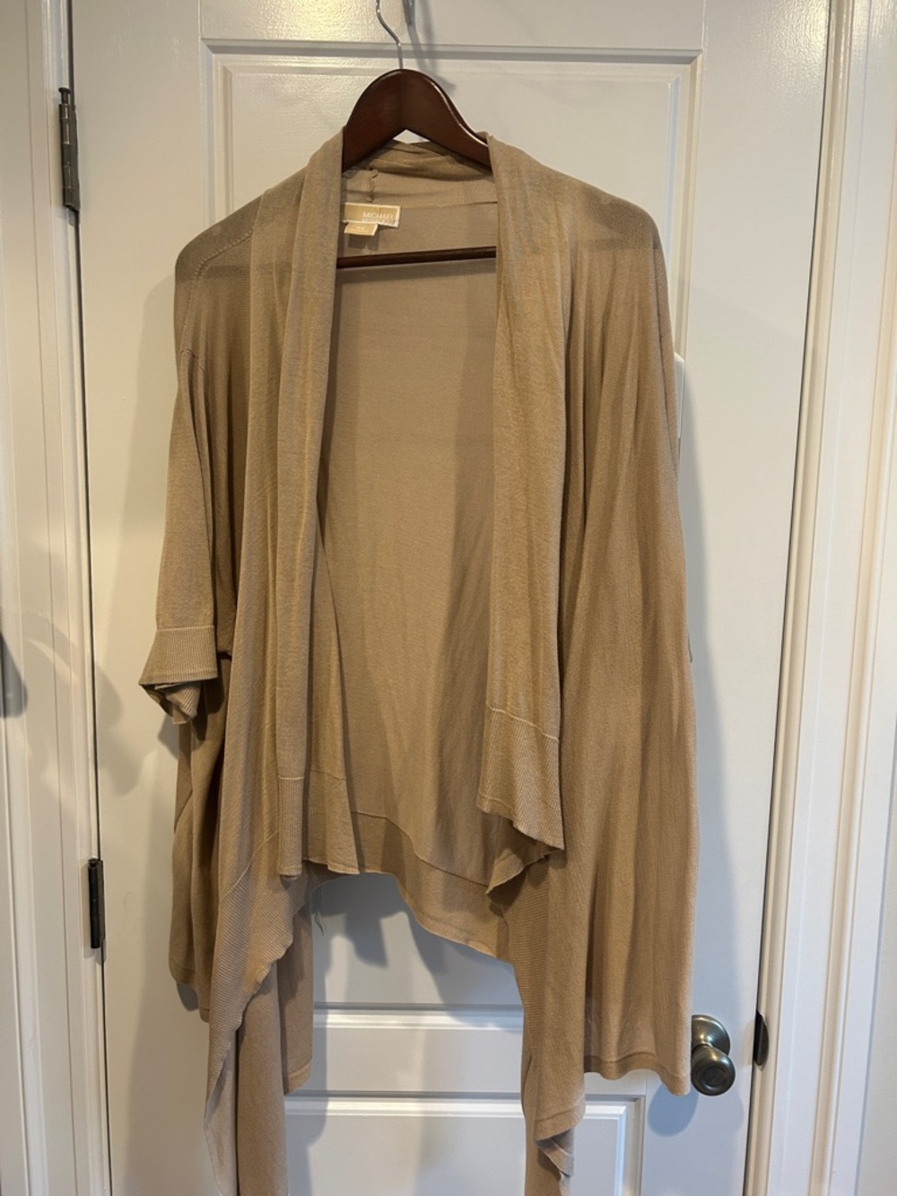MICHAEL Michael Kors Beige Draped Open-Front Cardigan